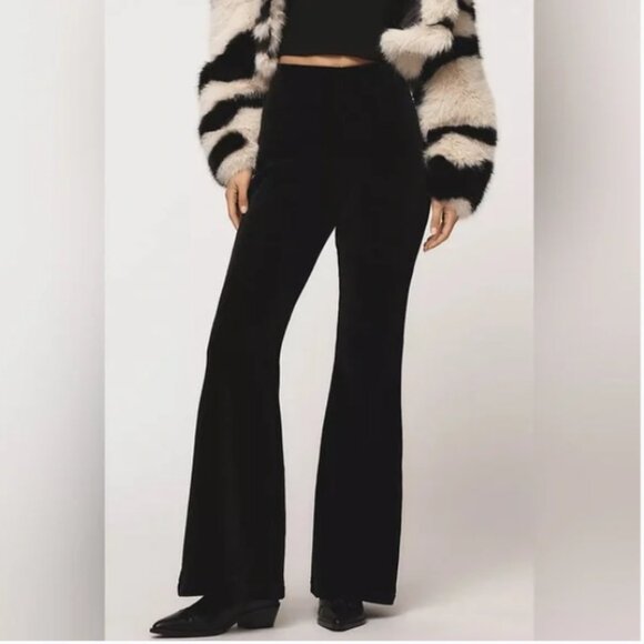 Anthropologie Chenille Ribbed Flared Trousers NWT in Black Large - Picture 15 of 15